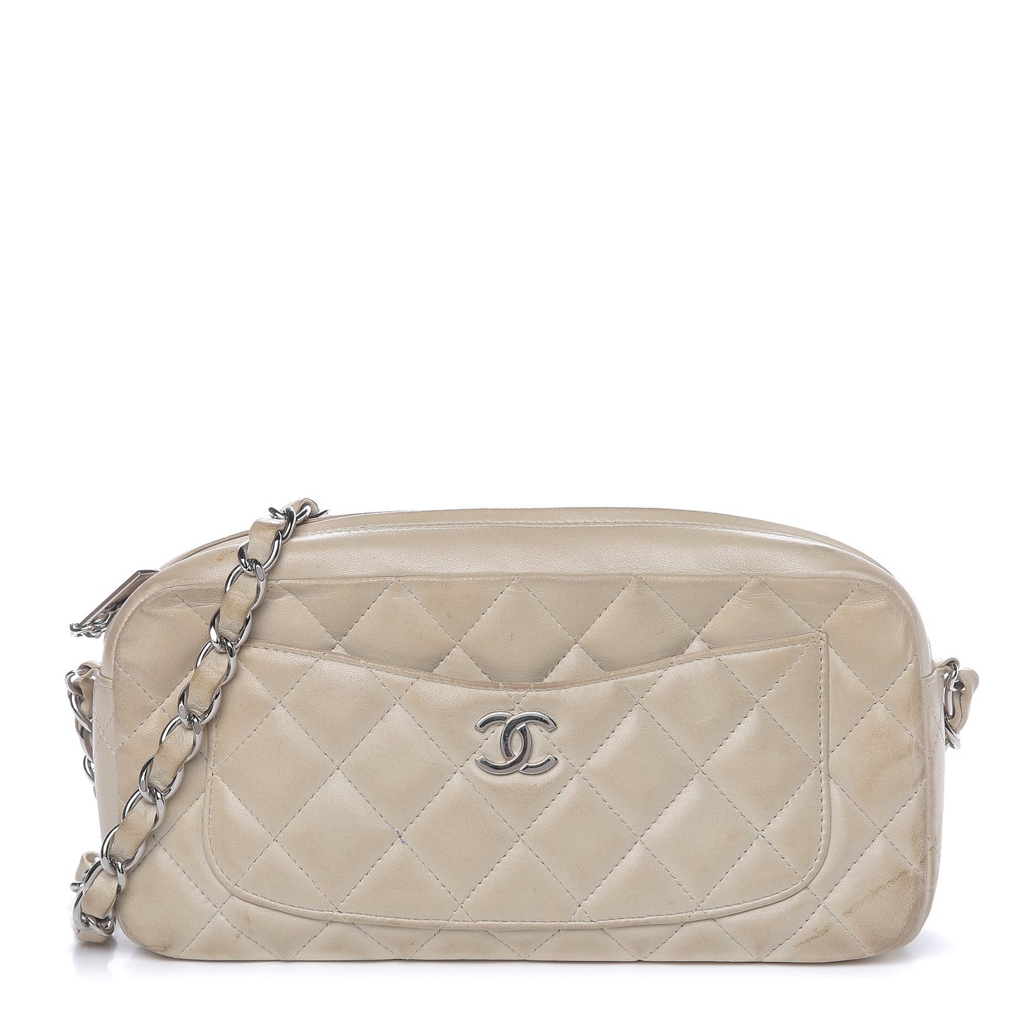 Lambskin Quilted Timeless Camera Case White