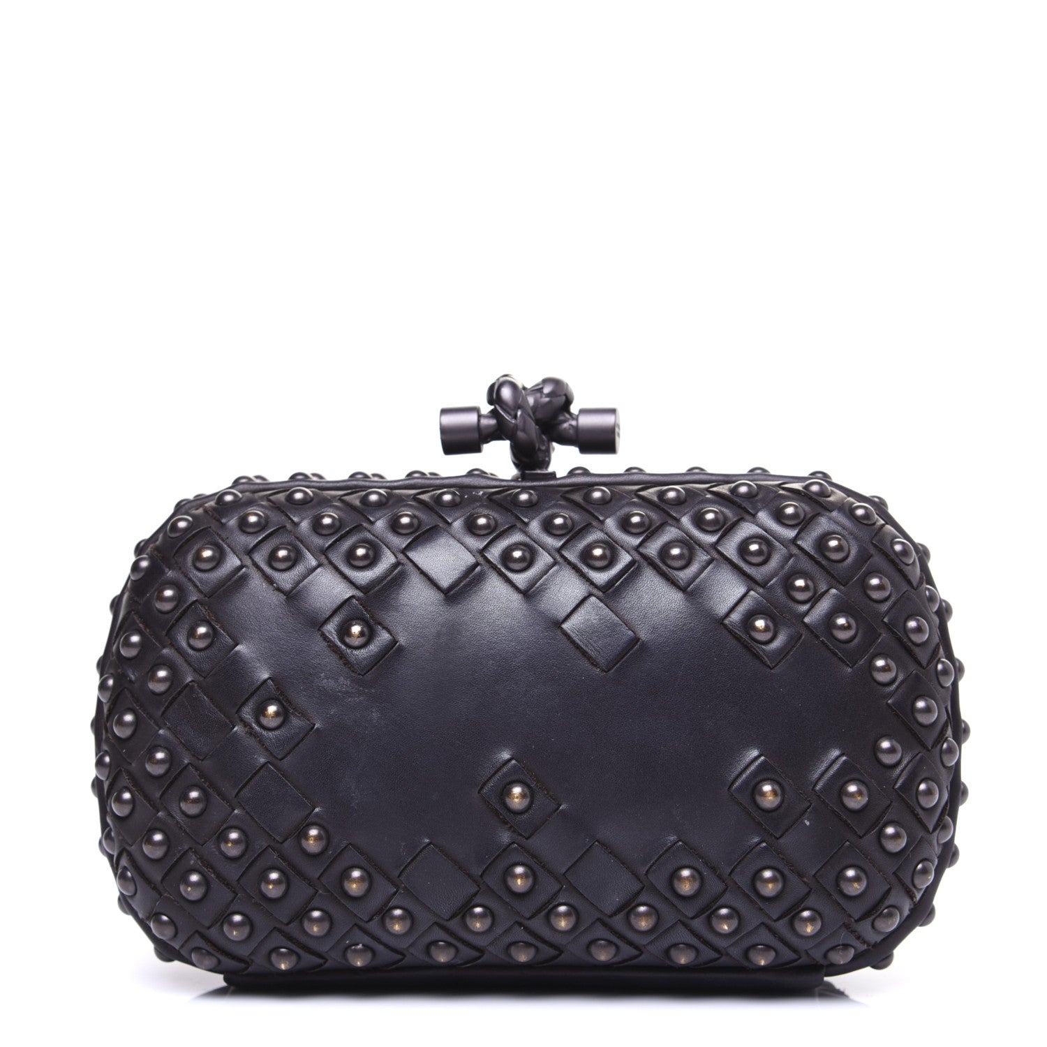 Bottega Veneta Waxy Nappa Intrecciato Knot Studded Clutch Black 1 of 13