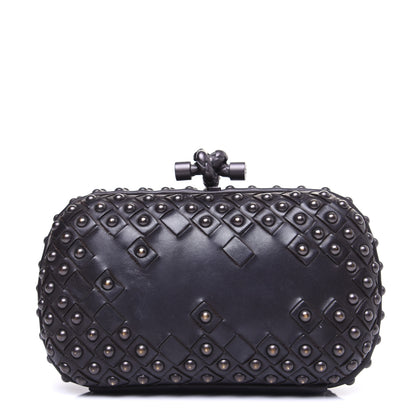 Bottega Veneta Waxy Nappa Intrecciato Knot Studded Clutch Black 1 of 13