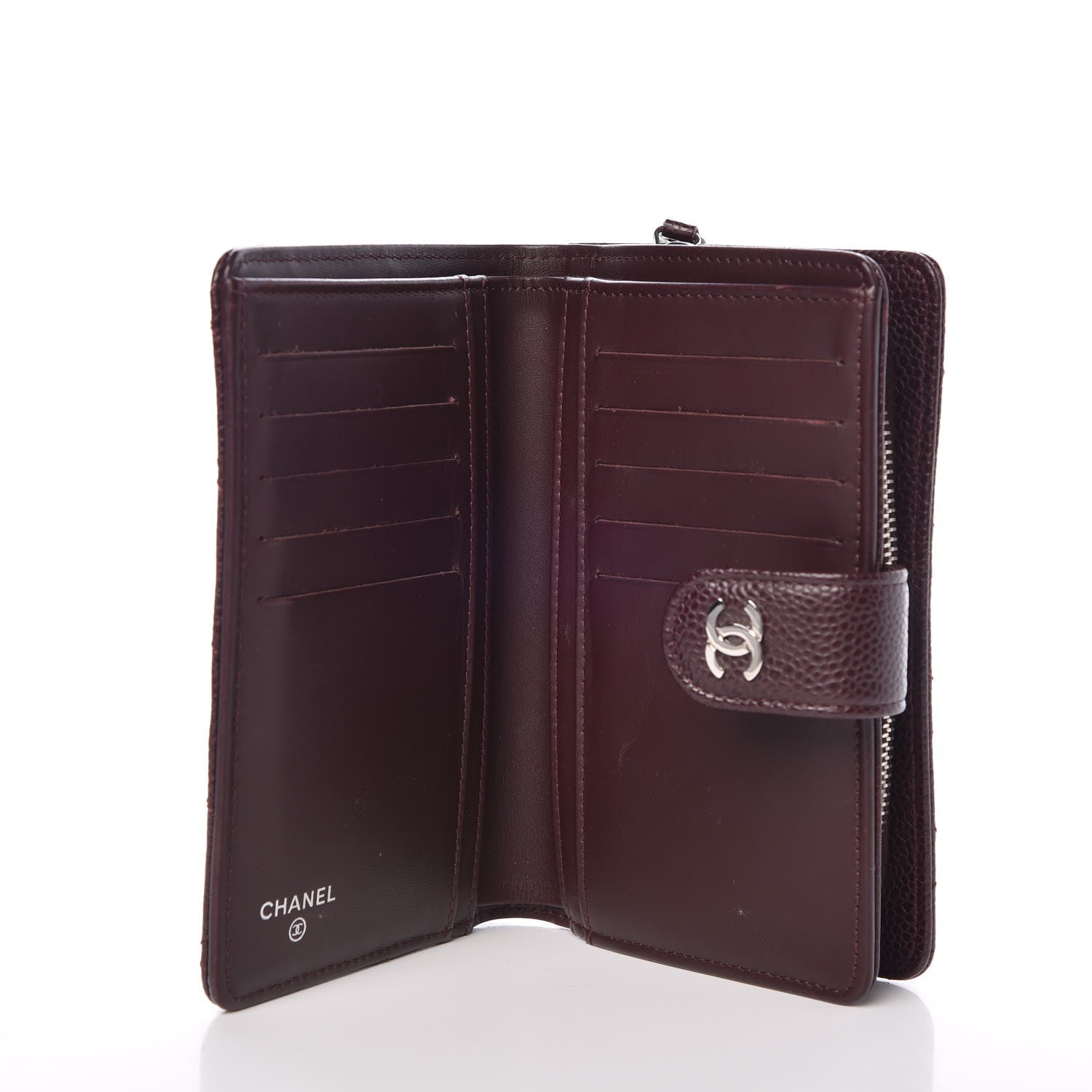 Chanel Caviar Quilted Zipped Pocket Wallet Dark Purple 5 of 10