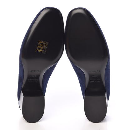 Hermes Suede Goatskin Paradis Mule 36.5 Bleu Diplomatique 5 of 9