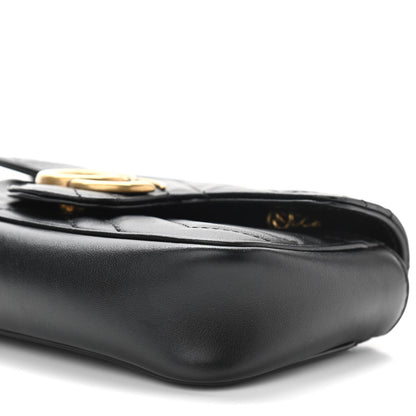 Gucci Calfskin Matelasse Super Mini GG Marmont Shoulder Bag Black 10 of 11