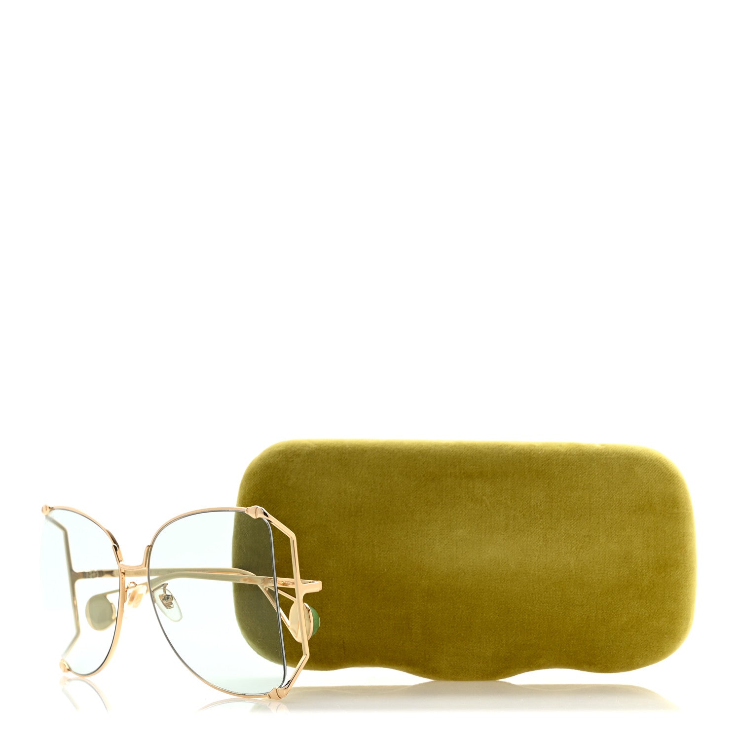 Gucci Oversized Round Sunglasses GG0252S Gold Green 9 of 9