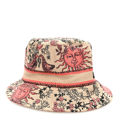 Christian Dior Canvas Toile de Jouy Soleil Diorivera D-Bobby Small Brim Bucket Hat 58 Coral Beige 5 of 8