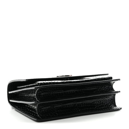 Saint Laurent Calfskin Crocodile Embossed Medium Monogram Sunset Black 4 of 11