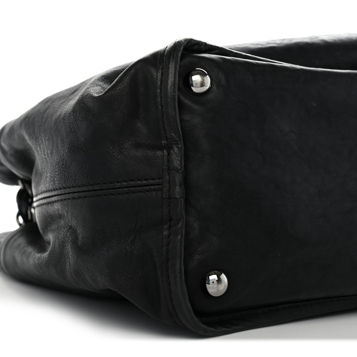 Washed Lambskin Natural Beauty Tote  Black