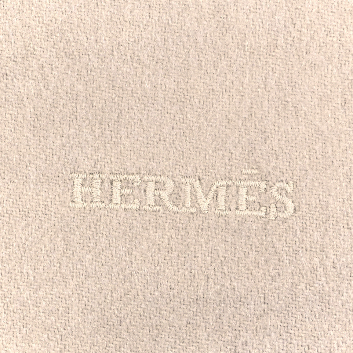 Hermes Cashmere Fringe Unie Brodee Scarf Ecru 4 of 4