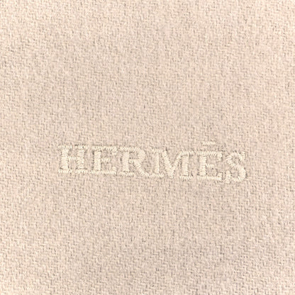 Hermes Cashmere Fringe Unie Brodee Scarf Ecru 4 of 4