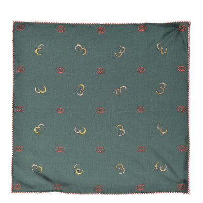 Gucci Silk Twill Poket Logos Pocket Square Green 1 of 3
