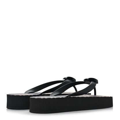 Gucci Rubber Chevron Womens GG Thong Sandals 39 Black 4 of 9