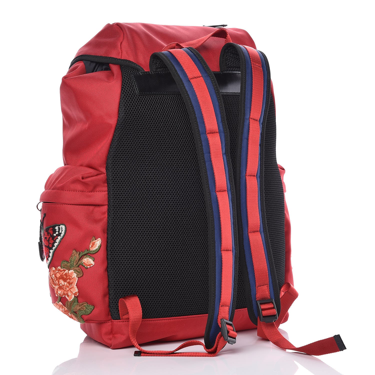 Gucci Nylon L'Aveugle Par Amour Embroidered Double Buckle Backpack Red 3 of 10