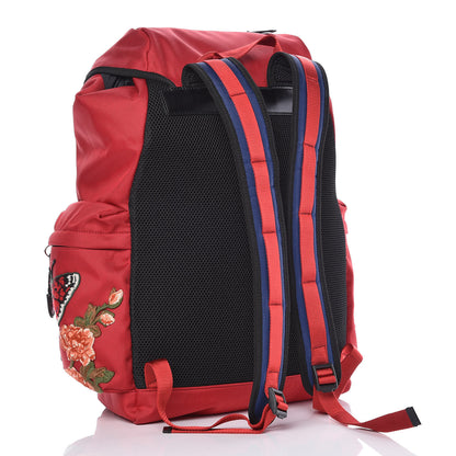 Gucci Nylon L'Aveugle Par Amour Embroidered Double Buckle Backpack Red 3 of 10