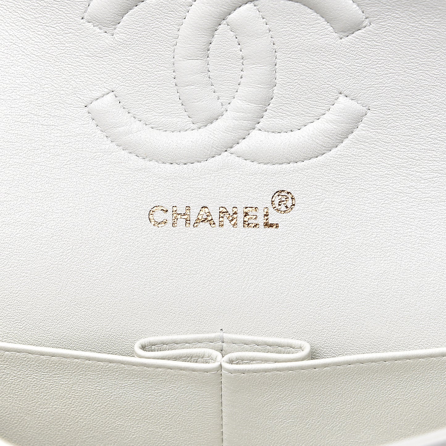 Lambskin Quilted Medium Double Flap White