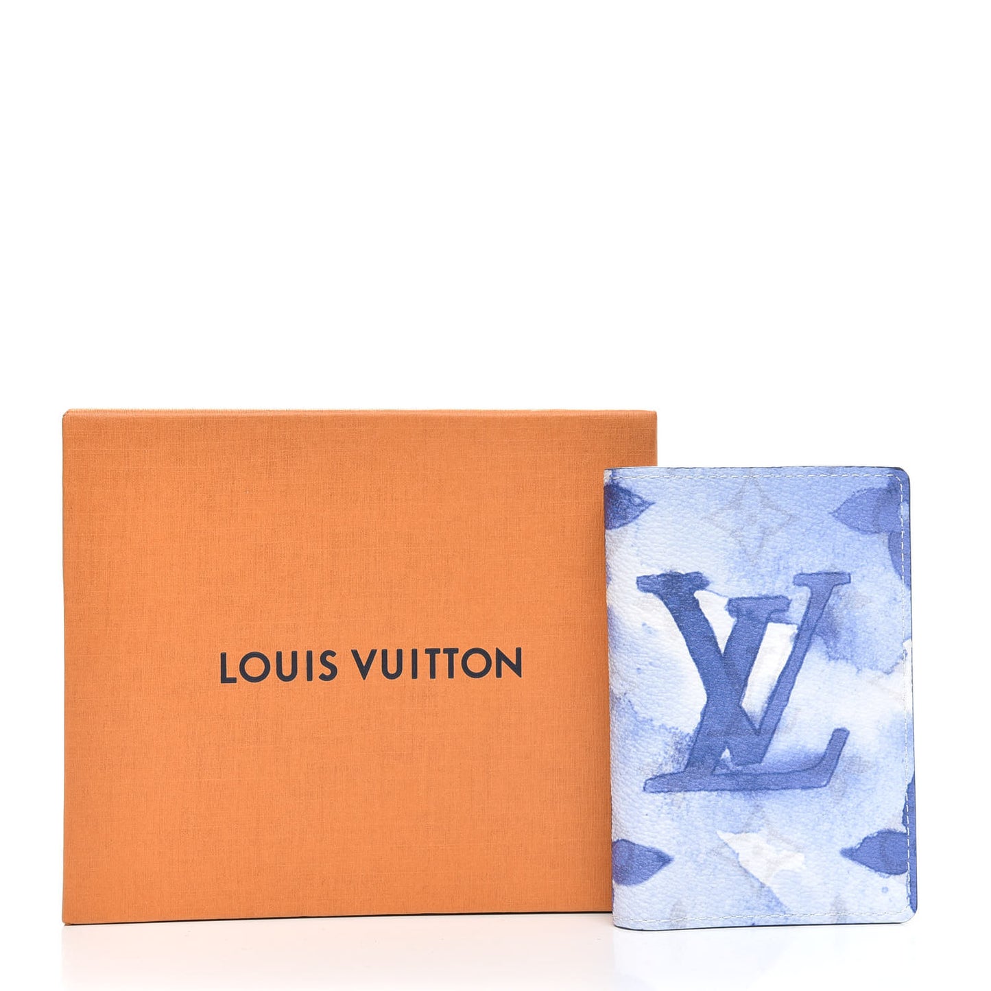 Monogram Watercolor Pocket Organizer Blue