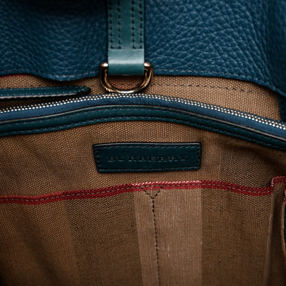 Burberry Grainy Calfskin Canvas Mega Check Medium Ashby Tassel Hobo Blue 6 of 9