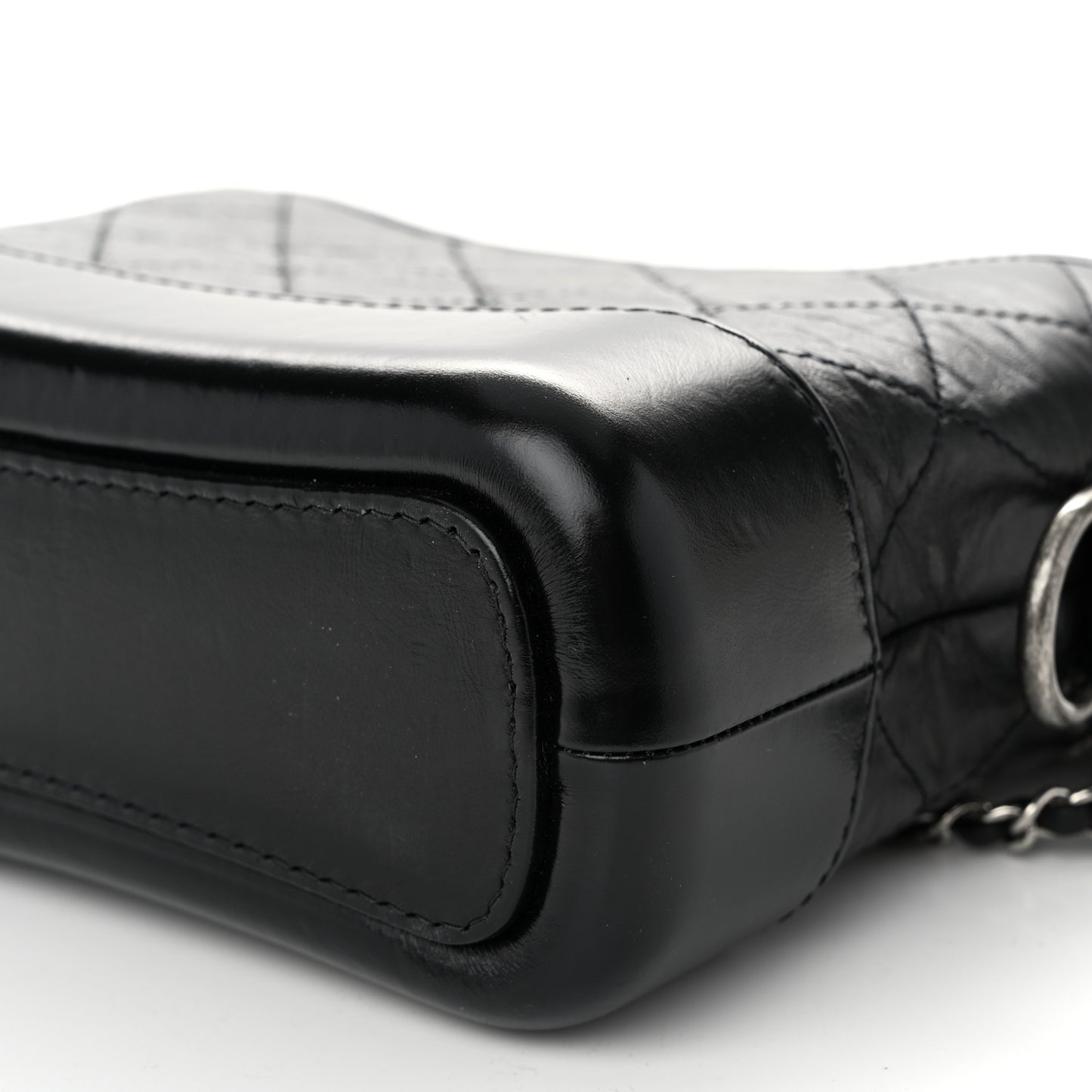 Aged Calfskin Quilted Small Gabrielle Hobo Black