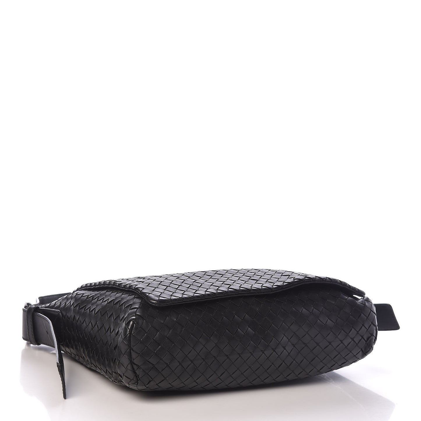 Light Calf Intrecciato Crossbody Messenger Bag Black