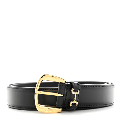 Gucci Plutone Calfskin Crystal Horsebit 30mm Belt 100 40 Black Crystal 1 of 5