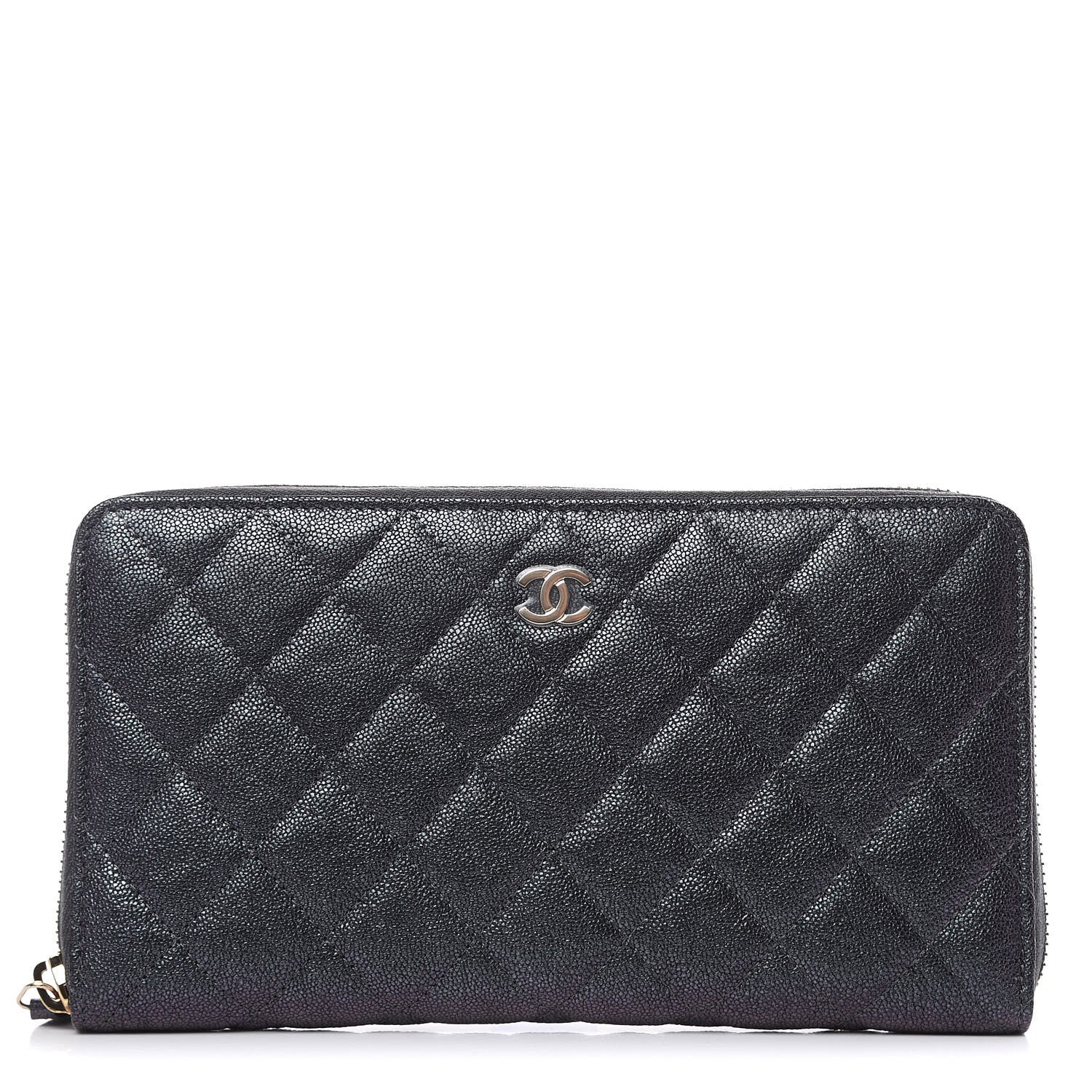 Chanel Iridescent Caviar Quilted Large Zip Around Organizer Wallet Black 1 of 11