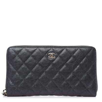 Chanel Iridescent Caviar Quilted Large Zip Around Organizer Wallet Black 1 of 11