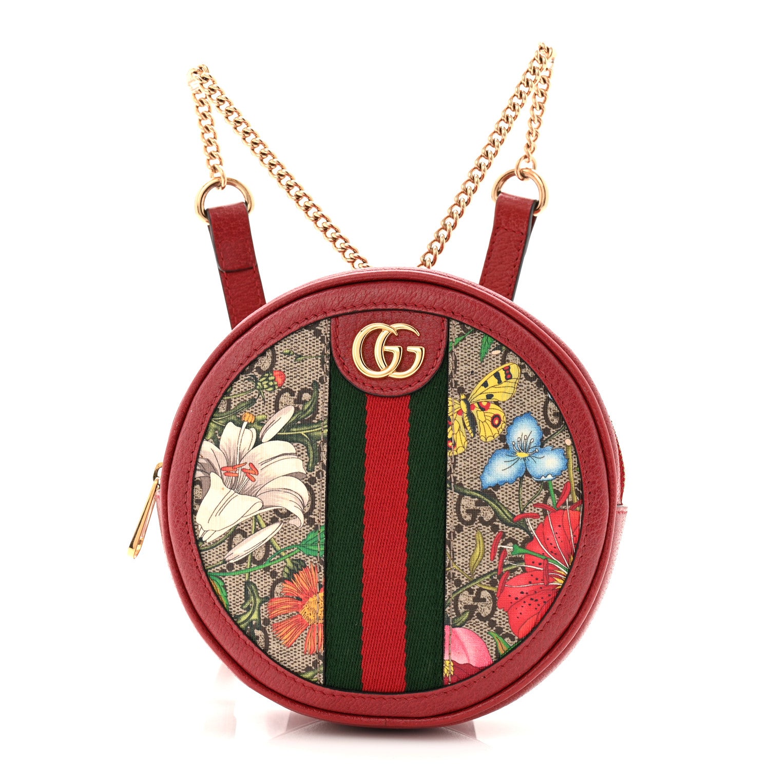 Gucci GG Supreme Monogram Web Flora Mini Ophidia Round Backpack Red 1 of 10