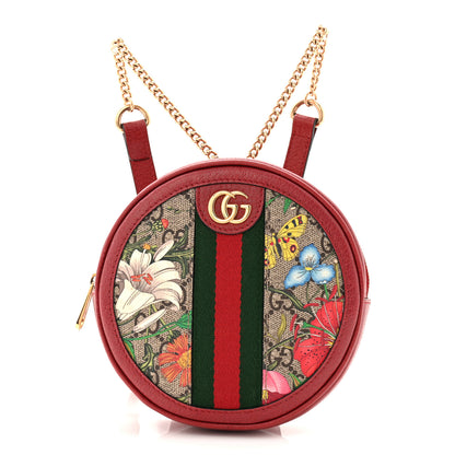Gucci GG Supreme Monogram Web Flora Mini Ophidia Round Backpack Red 1 of 10