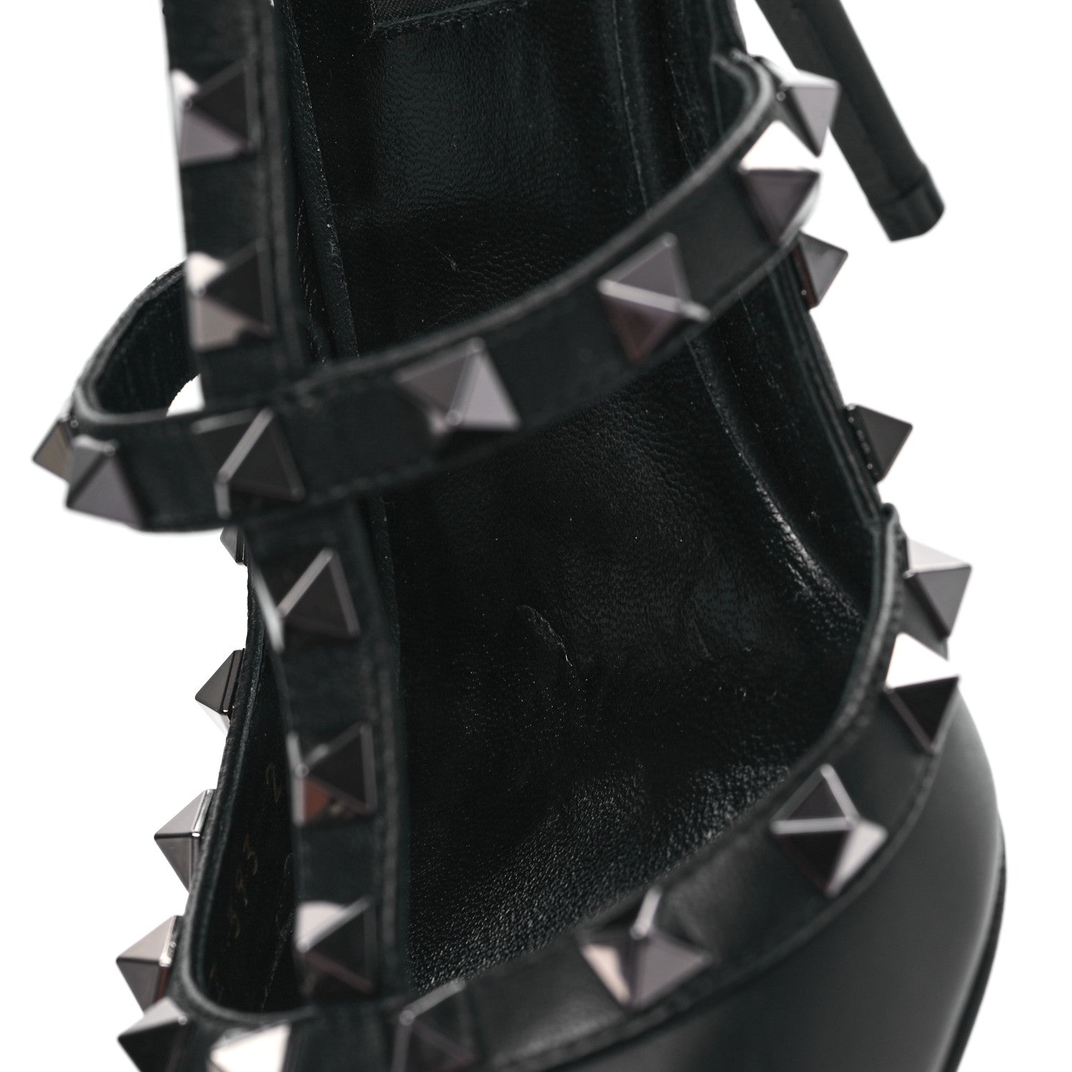 Valentino Garavani Calfskin Nappa Rockstud Ankle Strap 100mm Pumps 38.5 Black 9 of 9