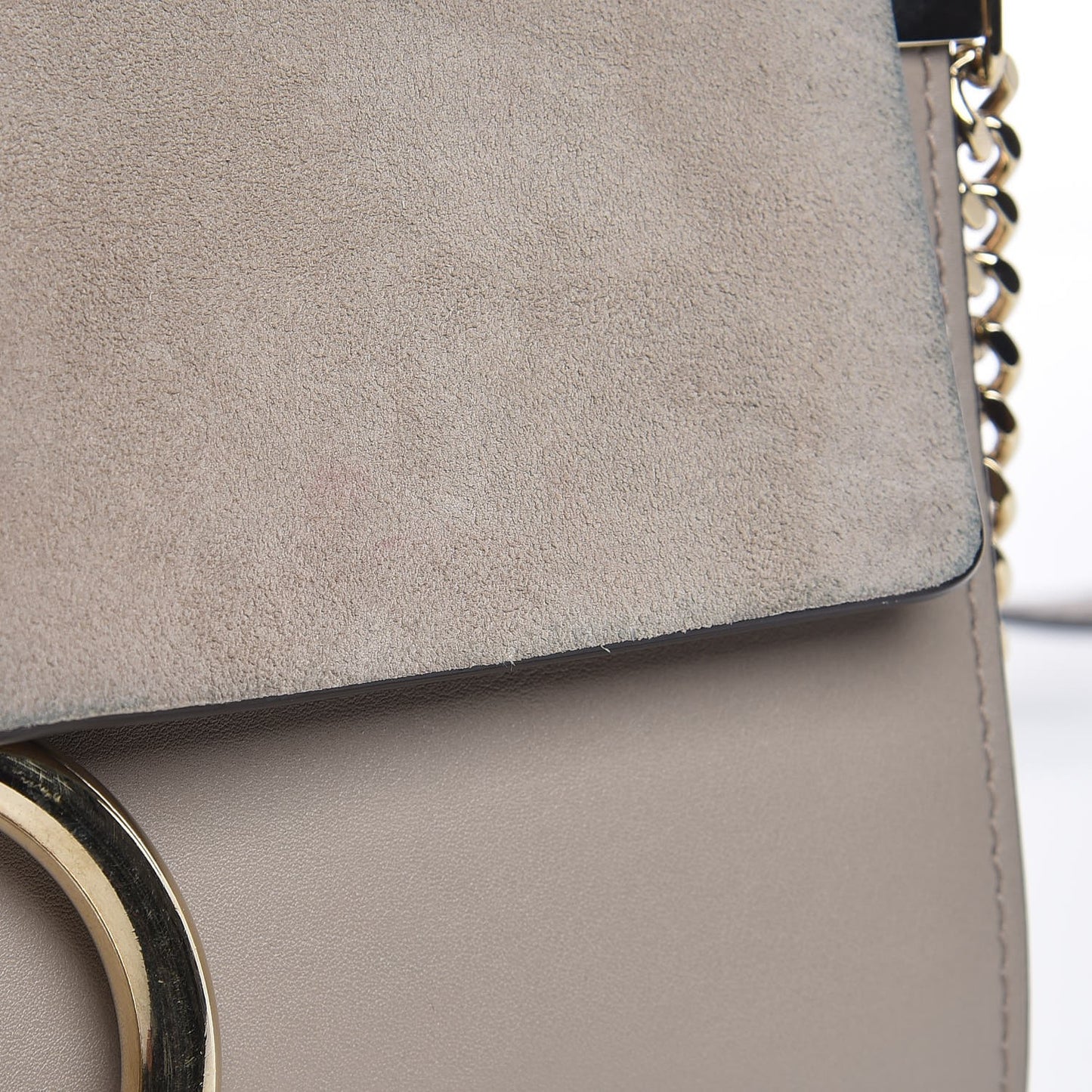 Suede Calfskin Small Faye Shoulder Bag Motty Grey