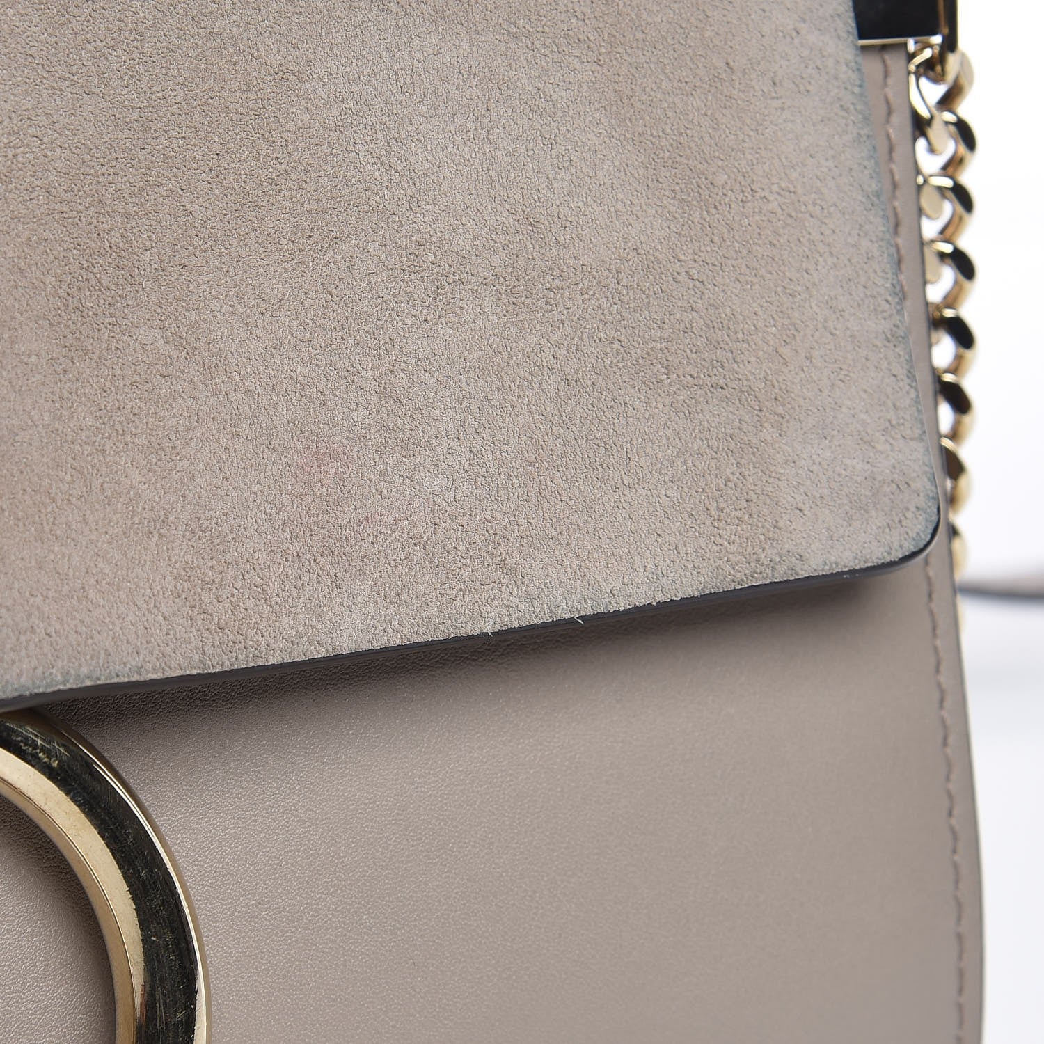 Chloe Suede Calfskin Small Faye Shoulder Bag Motty Grey 10 of 17