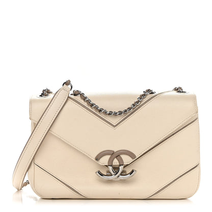 Chanel Caviar Macro Chevron Single Flap White 1 of 17