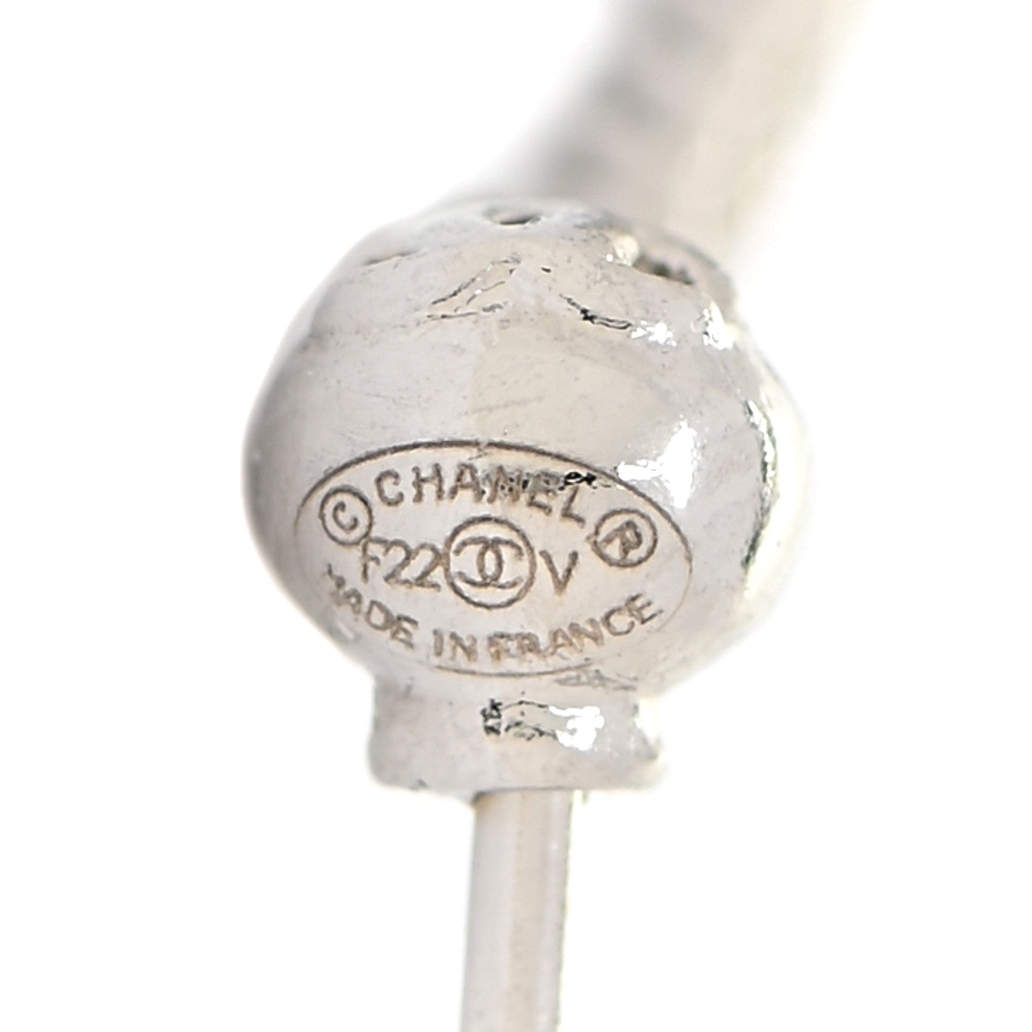 Chanel Baguette Crystal CC Drop Earrings Silver 4 of 5
