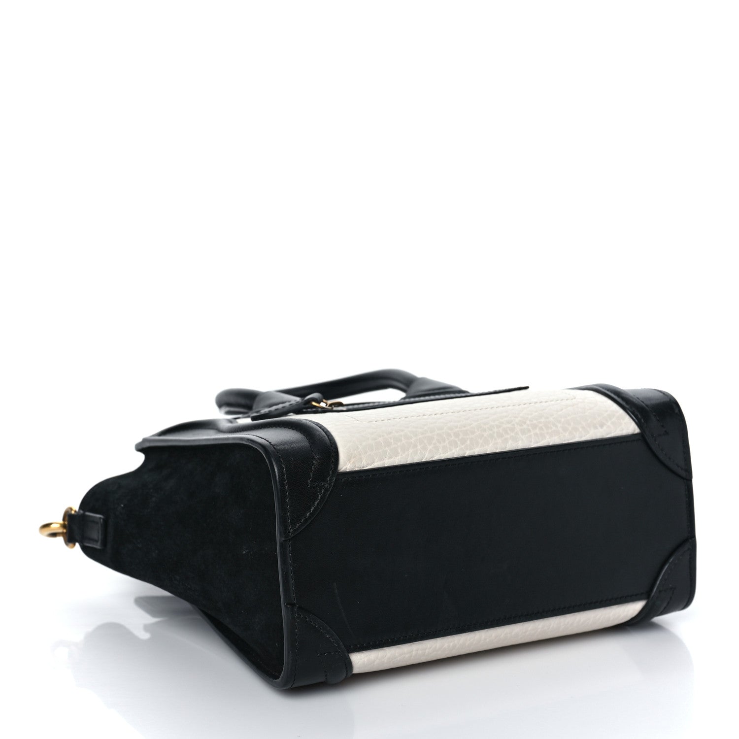 Celine Bullhide Calfskin Nubuck Bi-Color Nano Luggage Black White 4 of 11