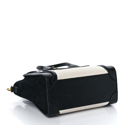 Celine Bullhide Calfskin Nubuck Bi-Color Nano Luggage Black White 4 of 11