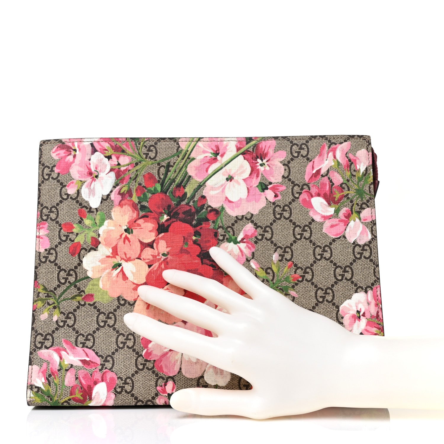 Gucci GG Supreme Monogram Blooms Large Cosmetic Case Beige Multicolor Dry Rose 2 of 9