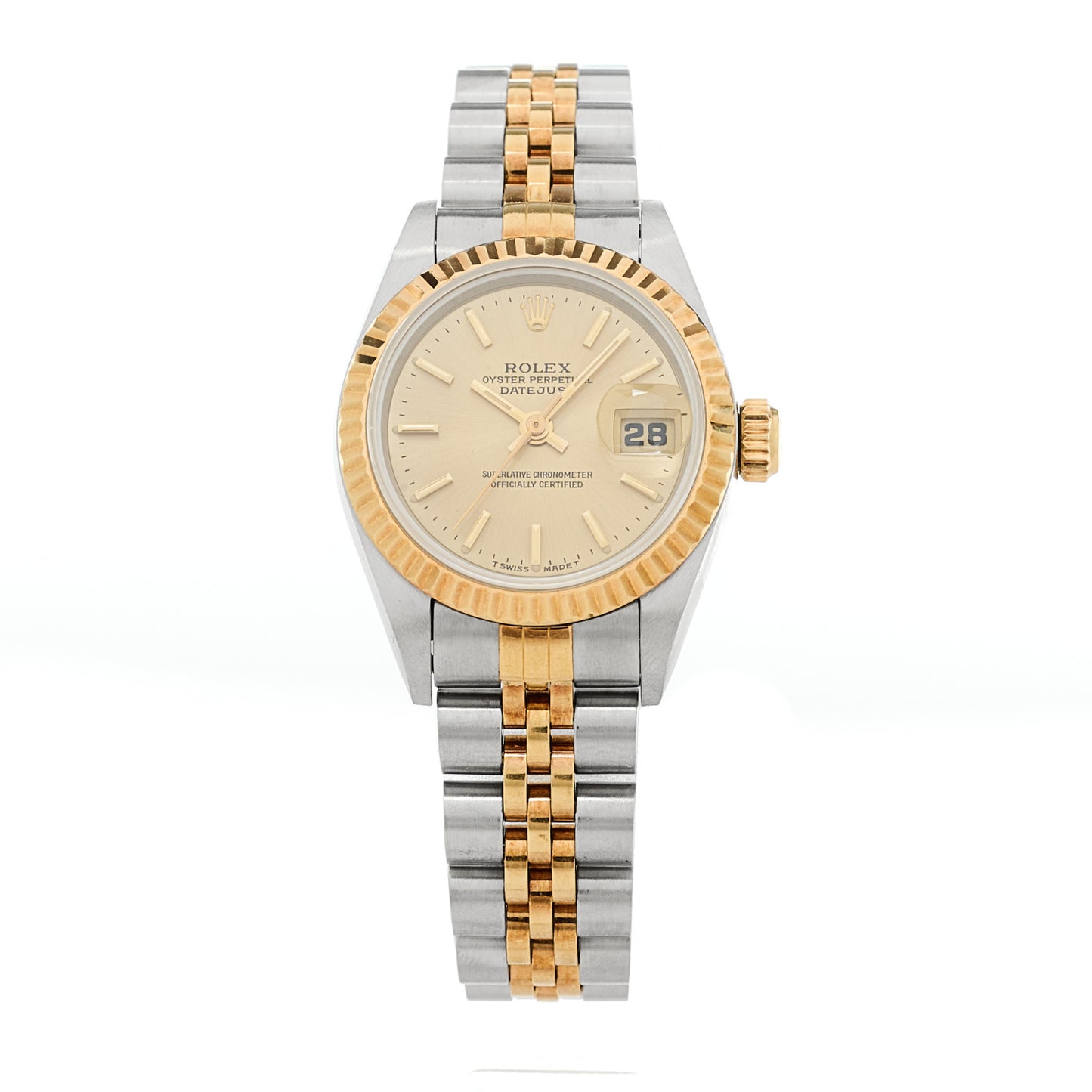 Stainless Steel 18K Yellow Gold 26mm Oyster Perpetual Datejust Watch Champagne 69173