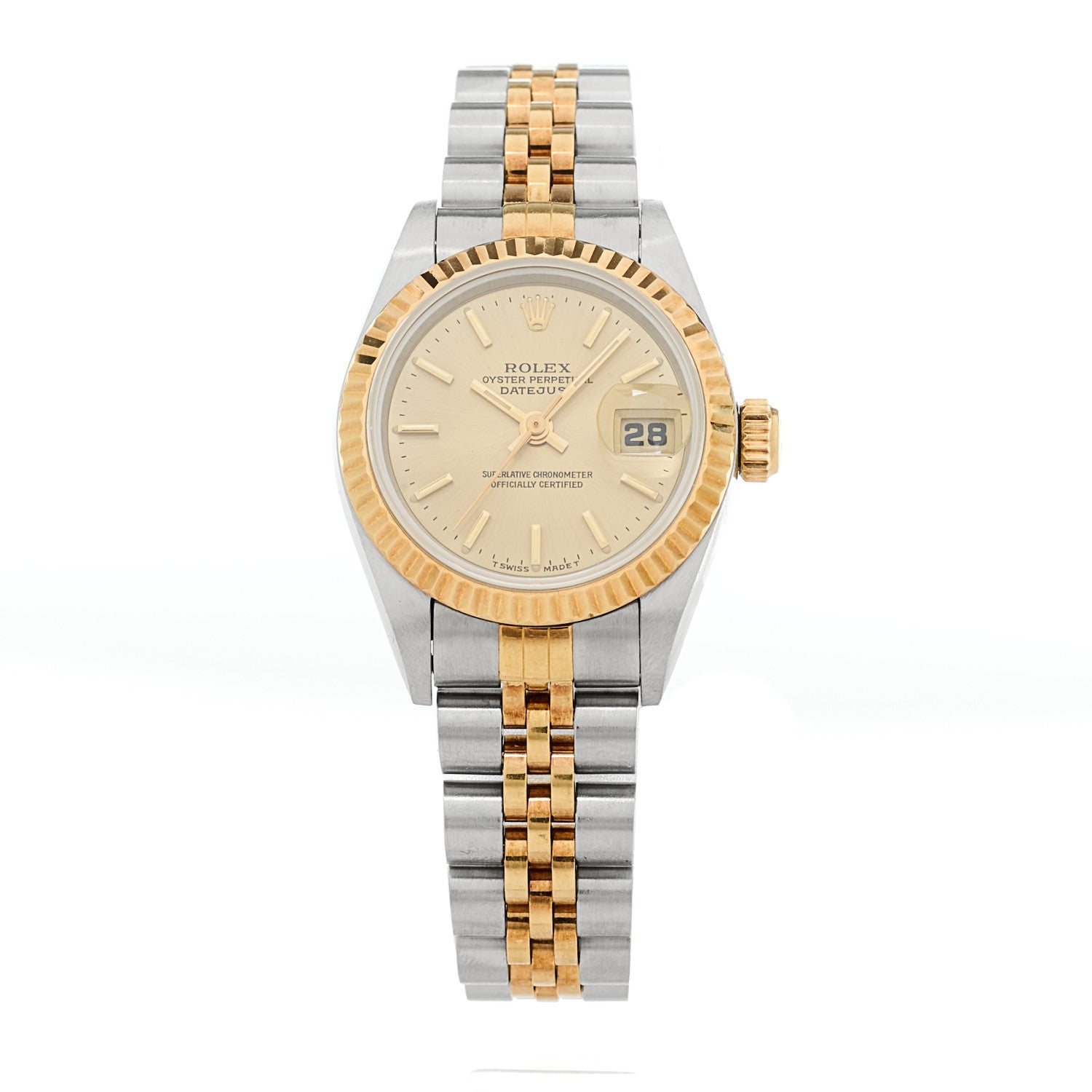 Rolex Stainless Steel 18K Yellow Gold 26mm Oyster Perpetual Datejust Watch Champagne 69173 1 of 4