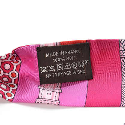 Hermes Silk Clic Clac Modern Cannage Twilly Fuchsia Rouge Rose 3 of 6
