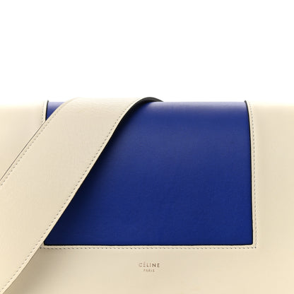Celine Shiny Smooth Calfskin Medium Frame Shoulder Bag Ivory Royal Blue 9 of 20