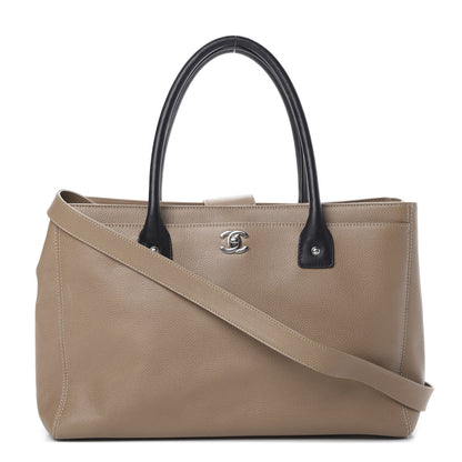 Chanel Calfskin Cerf Executive Shopper Tote Beige Black 1 of 14