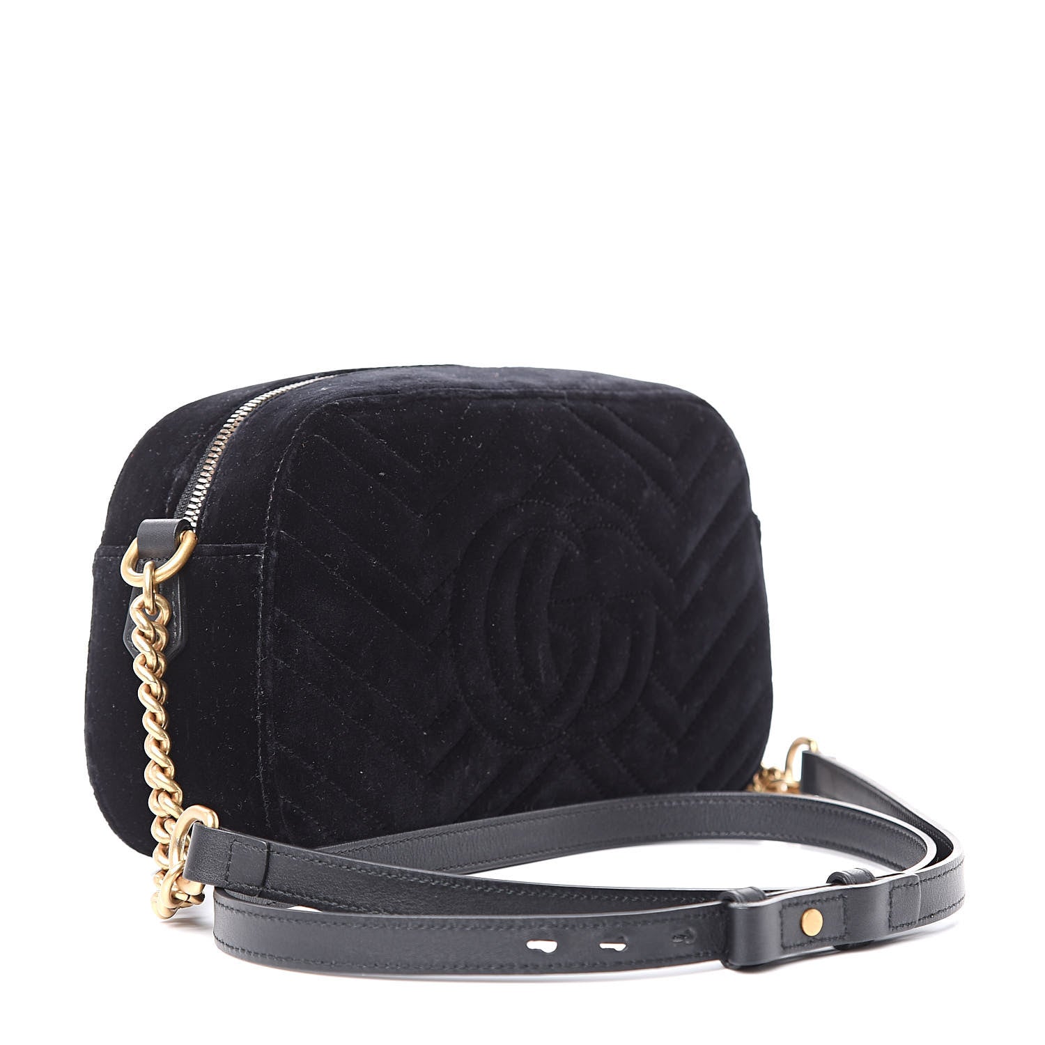 Gucci Velvet Matelasse Small GG Marmont Chain Shoulder Bag Black 3 of 10