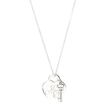 Tiffany Sterling Silver Mom Heart Tag Key Pendant Necklace 1 of 6