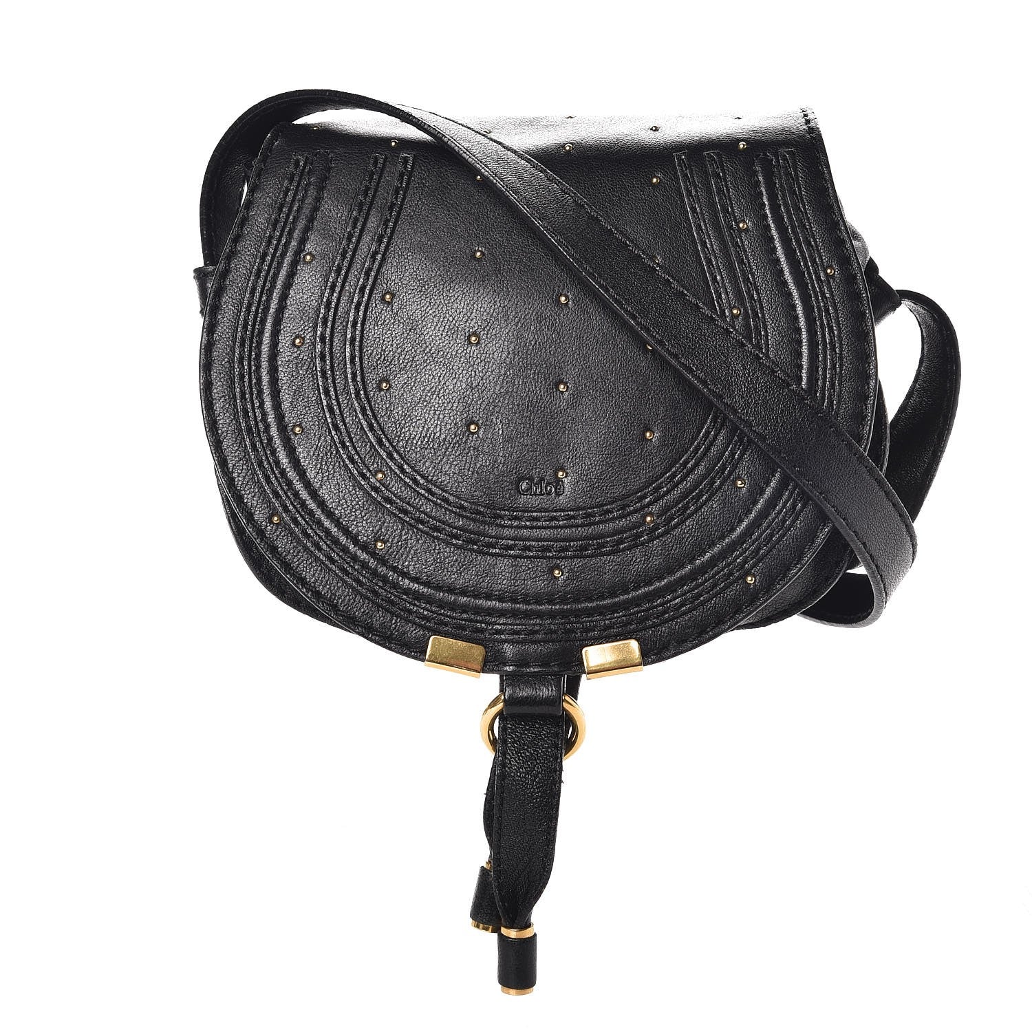 Chloe Calfskin Studded Mini Marcie Crossbody Bag Black 1 of 7