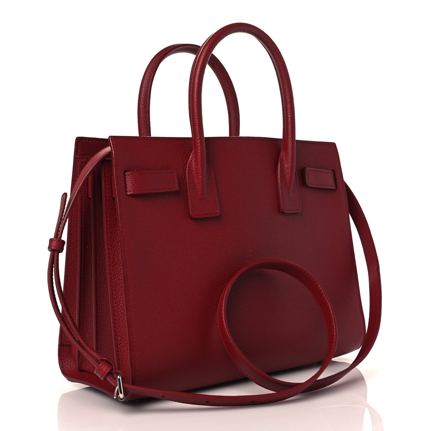 Grained Calfskin Topstich Baby Sac De Jour Red