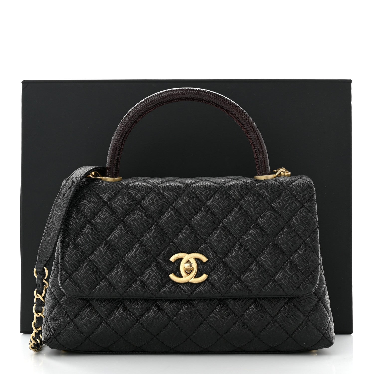 Chanel Caviar Lizard Embossed Quilted Small Coco Handle Flap Black 12 of 12