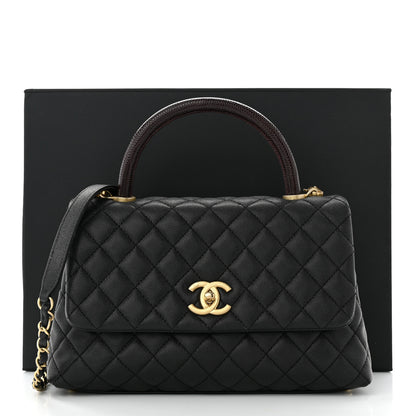 Chanel Caviar Lizard Embossed Quilted Small Coco Handle Flap Black 12 of 12