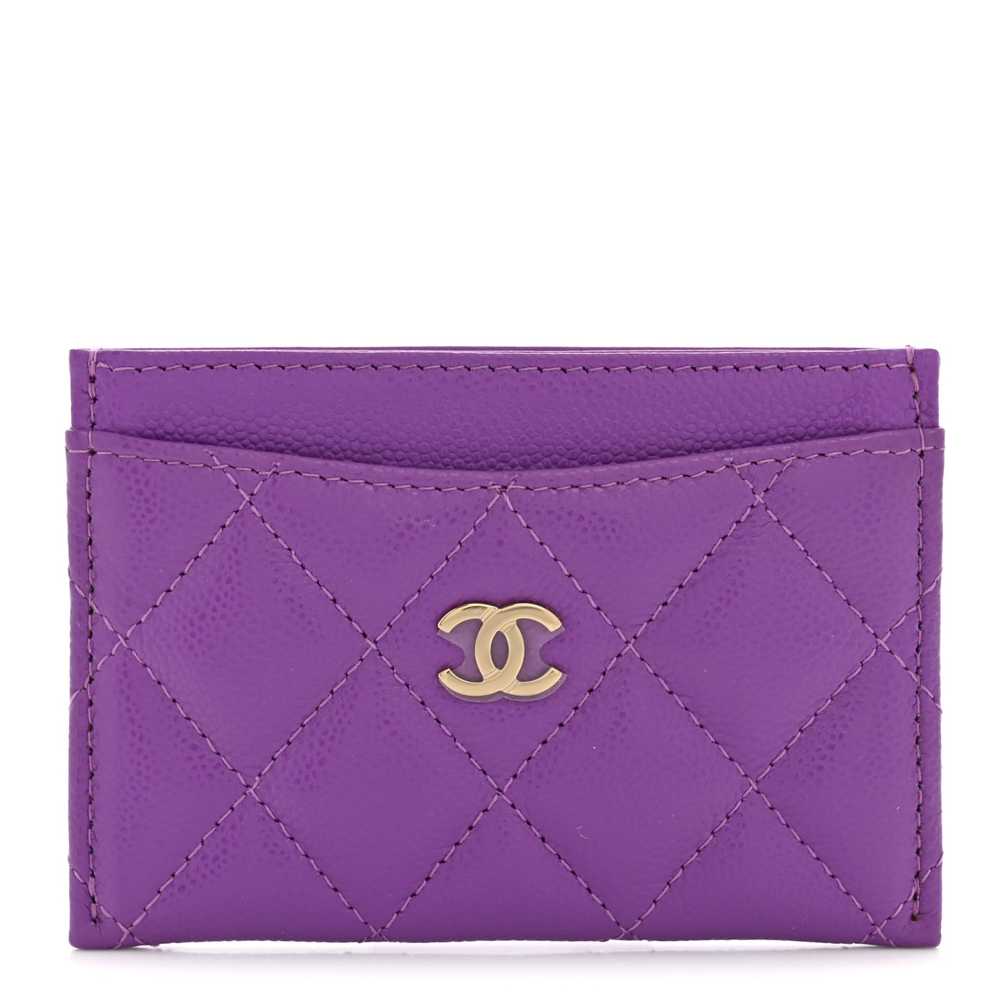 Caviar Quilted Card Holder Purple
