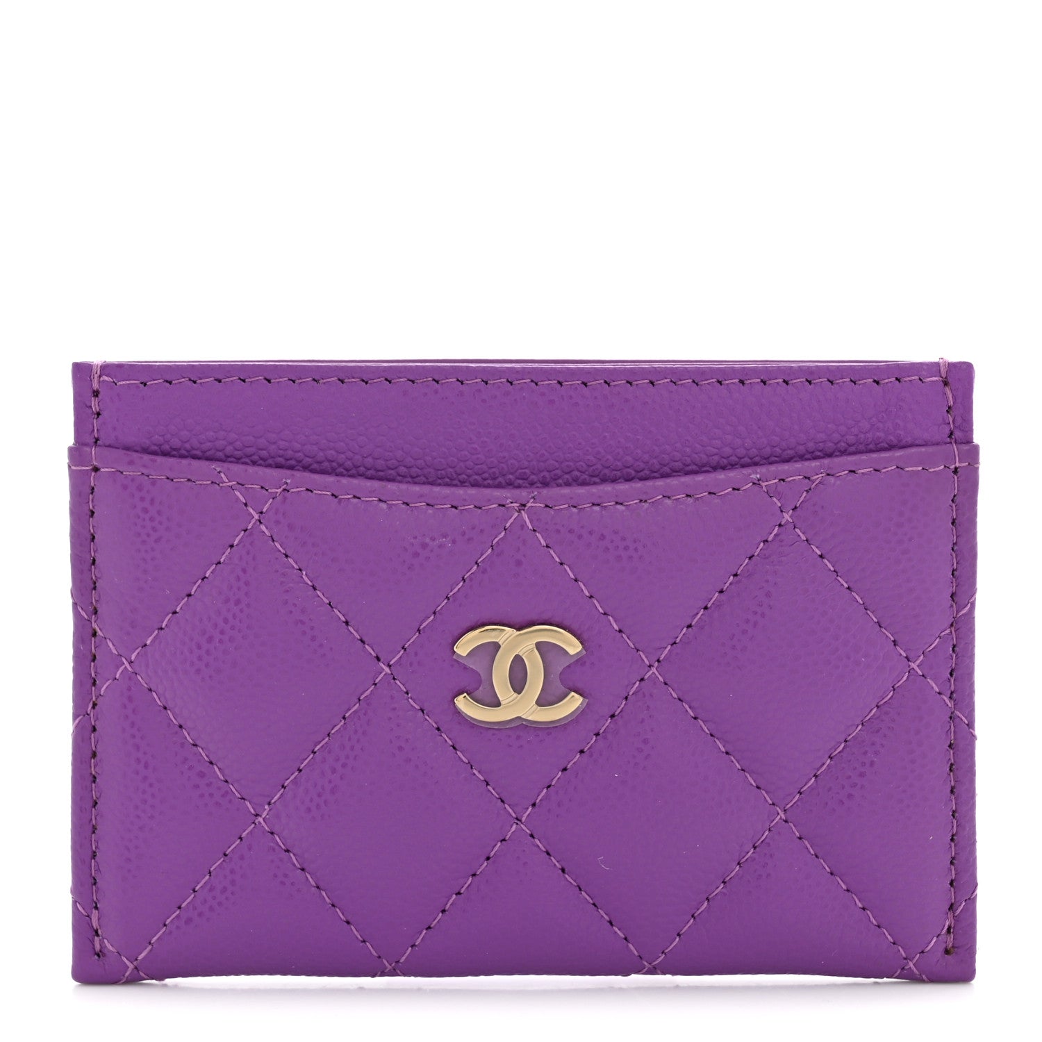 Chanel Caviar Quilted Card Holder Purple 1 of 7