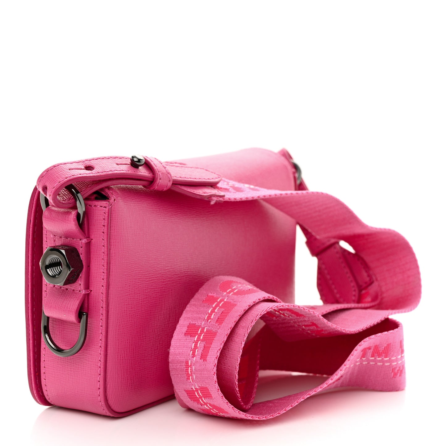 Saffiano Striped Diag Binder Clip Bag Pink White