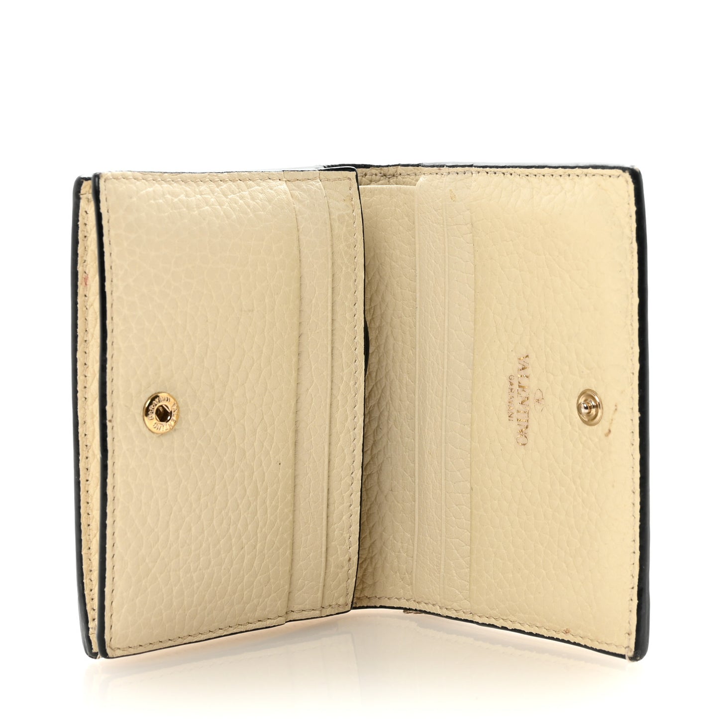 Calfskin Rockstud Bi-Fold Card Holder Ivory