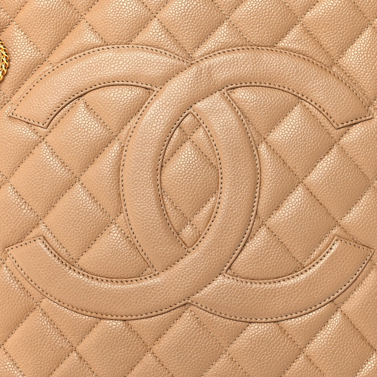 Caviar Quilted Medallion Tote Beige